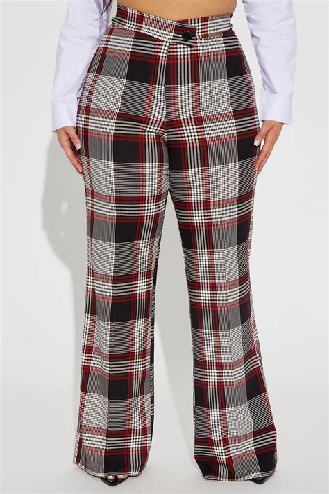 Call It Even Wide Leg Plaid Dress Pant - Red/combo | Fashion Nova