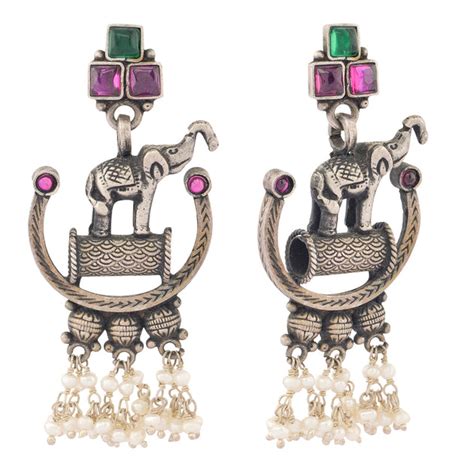 Oxidised Elephant Drop earrings – Abaran Timeless Jewellery Pvt.Ltd
