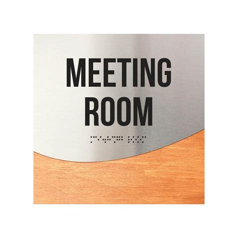 Meeting Room Door Sign - Stainless steel & Wood Door Plate "Jure" Desi ...