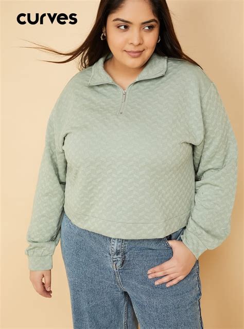 Buy ALAYA F x URB_N Women Textured Boxy Fit Sweatshirt Online at just ...