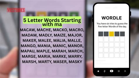 5 Letter Words Starting with ma for Wordle, Scrabble and crossword puzzles