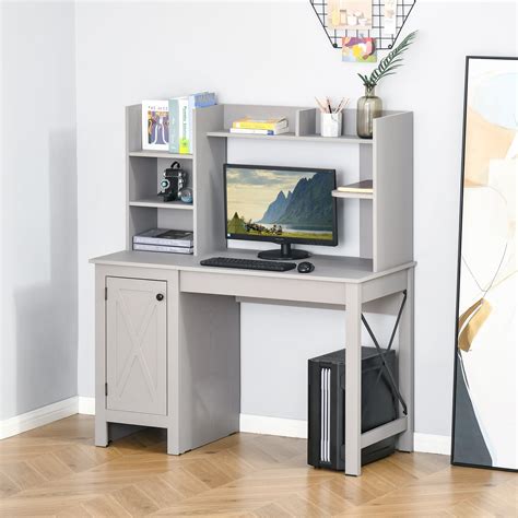Buy HOMCOM Farmhouse Computer Desk with Hutch and Cabinet, Home office ...