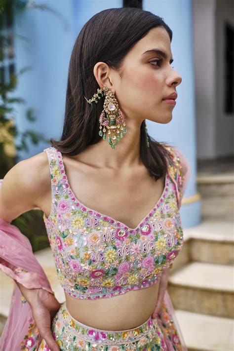 Aqua Organza Multi Lehenga – Aneesh Agarwaal