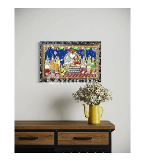 Buy Lord Ram Darbar Pattachitra Monochrome Canvas Giclee Print Online ...