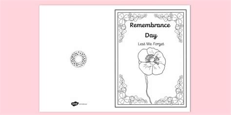 Old Fashioned Poppy Remembrance Day Card Colouring Activity