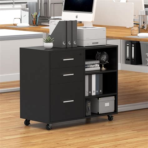 Buy Jummico 3 Drawer Mobile File Cabinet, Wood Lateral Filing Cabinet ...