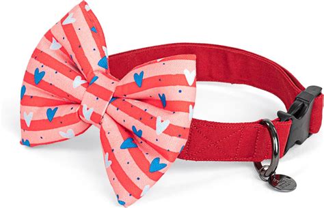 Buy HUFT Heartstrings Collar with Bow Tie for Dogs - Coral Pink - M ...