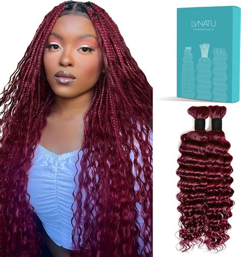 Amazon.com : Lvnatu Burgundy Human Braiding Hair 99J for Boho Braids ...