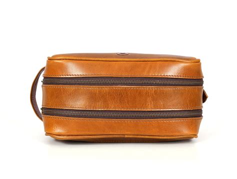 Buy Aaron Leather Goods Leather Toiletry Bag for Men and Women Brown 10 ...
