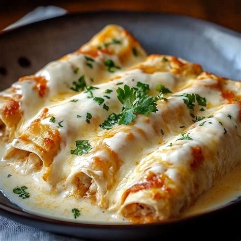 Delicious Chicken Enchiladas with Sour Cream White Sauce | Recipe ...
