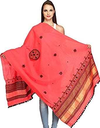 Exotic India Women's Wool Shawl (SHY03-georgia-peach_Multi_Free Size ...