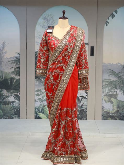 Special Occasion Golden Net Saree With Beautiful Stone Patterns ...