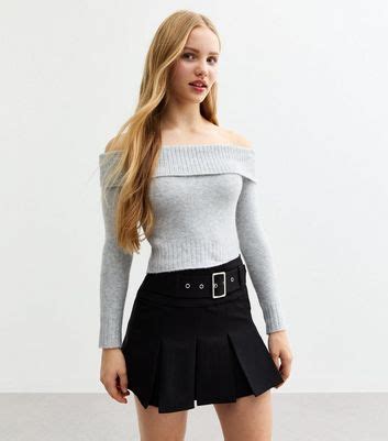 Girls Black Belted Pleated Skirt | New Look