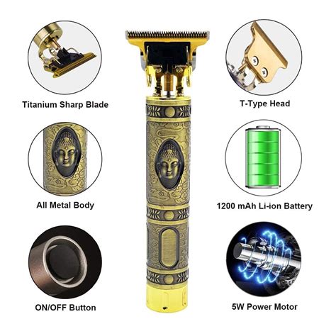 Buddha Style Beard Trimmer For Men, Rechargeable Professional Hair Cli ...