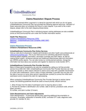 Fillable Online UHC2595m Claims ResolutionDispute Process. APPLICATIONS ...