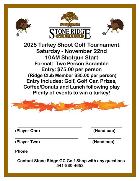 2025 Turkey Shoot Golf Tournament, Stone Ridge Golf Course, Eagle Point ...