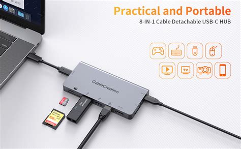 USB C Hub Multiport Adapter with Detachable USB-C Cable,CableCreation 9 ...