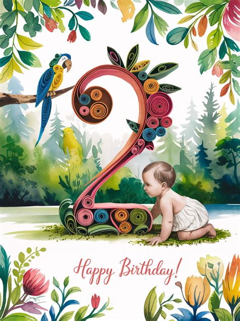 Free Download Happy 2nd Birthday Card Design