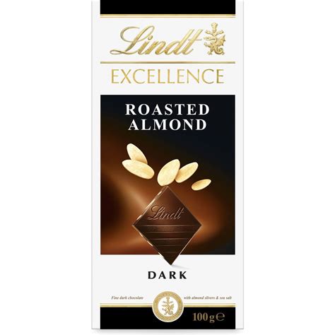 Calories in Lindt Excellence Dark Chocolate Roasted Almond calcount