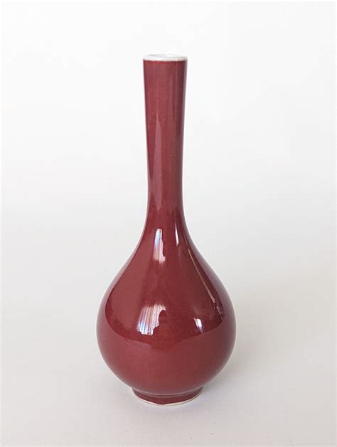 Sang De Boeuf Chinese Dan Ping Porcelain Vase, With Qing Dynasty ...