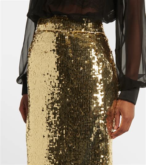 Sequined midi skirt in gold - Dolce Gabbana | Mytheresa