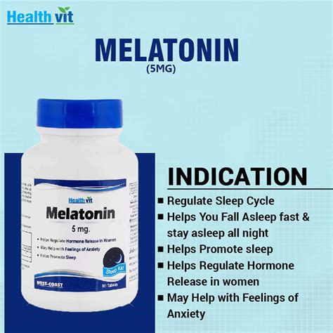 Buy HEALTHVIT MELATONIN 5MG HELPS YOU FALL ASLEEP - 60 TABLETS Online ...