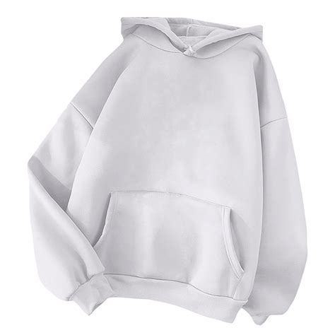 Elvqul Womens White Hoodies Solid Womens Sweatshirts Comfy Sweater ...