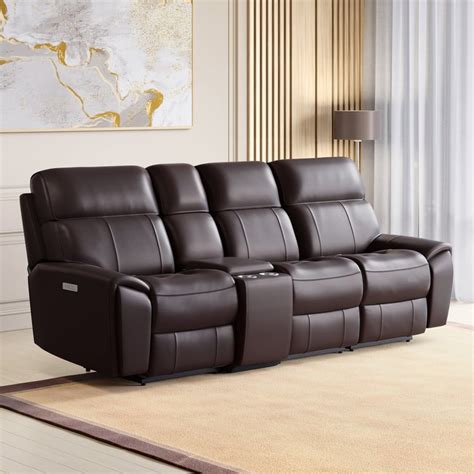Buy Stockholm Half Leather 3-Seater Electric Recliner Set - Brown from ...