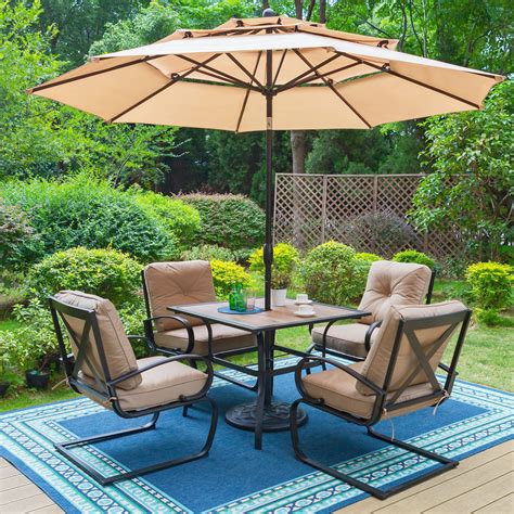MF Studio 6-Piece Outdoor Patio Set with 10 FT Umbrella, C-spring ...