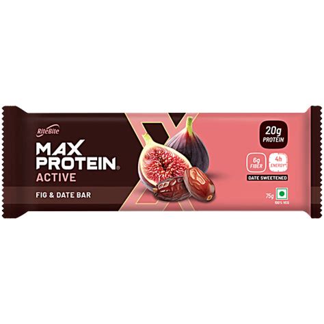 Buy RiteBite Max Protein Max 20g Protein Active Fig & Date Bar Online ...