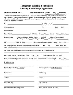Tahlequah Hospital Scholarship Application Print - Fill Online ...