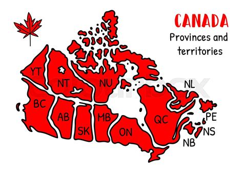 Map of Canada. Red and white print of Canada map | Stock vector | Colourbox