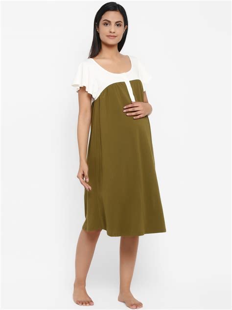 Maternity Delivery & Nursing Gown - Mehndi Green