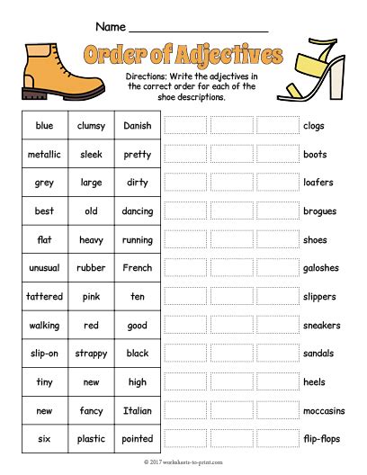 Image result for Order Adjectives Practice Worksheets