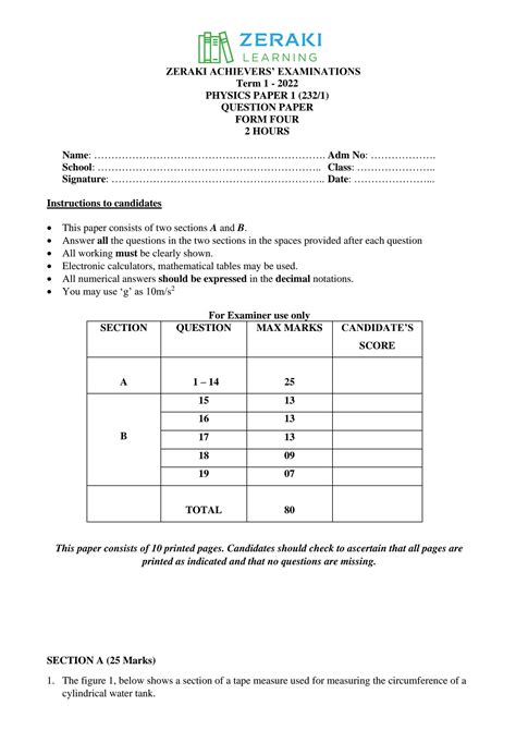 Image result for Physics Form 4 Paper