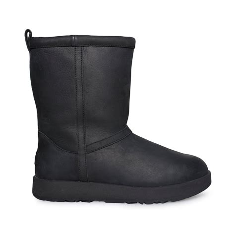 UGG Classic Short Leather Waterproof Black Boots - Women's - MyCozyBoots