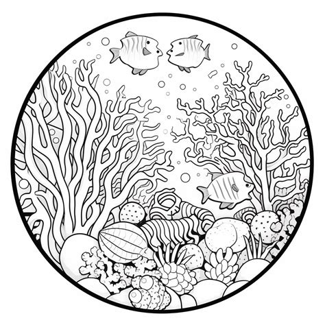 Beautiful Coral Reef Coloring - Coloring Page