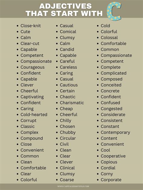 Adjectives That Start With C - Capitalize My Title