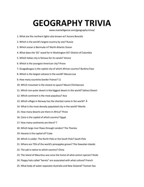 69 Best Geography Trivia Questions And Answers You Need To Know ...