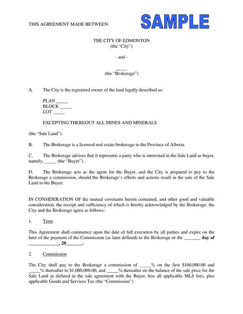 Real Estate Broker Fee Agreement Template - Sfiveband.com
