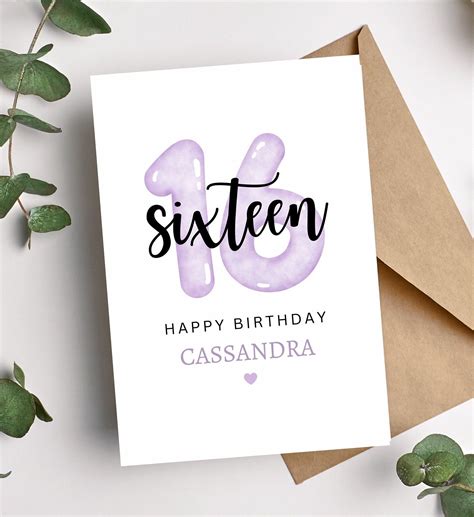Personalized 16th Birthday Card | Sweet 16 Birthday Card for Friend ...