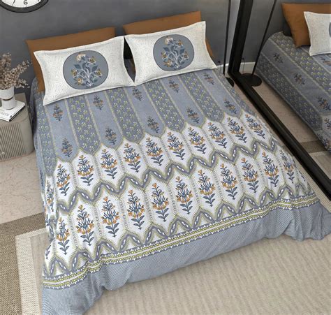 Heritage Mist - King - 100% Pure Cotton Bedsheet (108×108 inches)