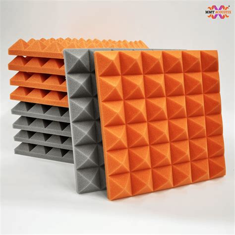 Pyramid Acoustic Foam Panel 2" | 1 X 1 Feet | Stone White & MMT Orange ...