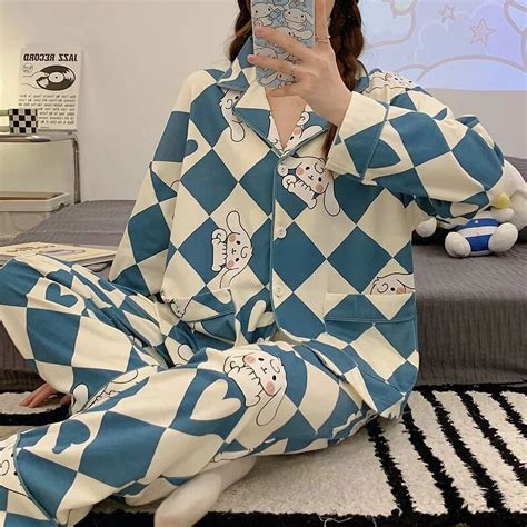 Sanrio Hello Kitty Kuromi Pajamas Suits Kawaii Cinnamoroll Melody Long ...