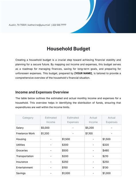 Free Personal Family Budget Template - Edit Online & Download | Template.net