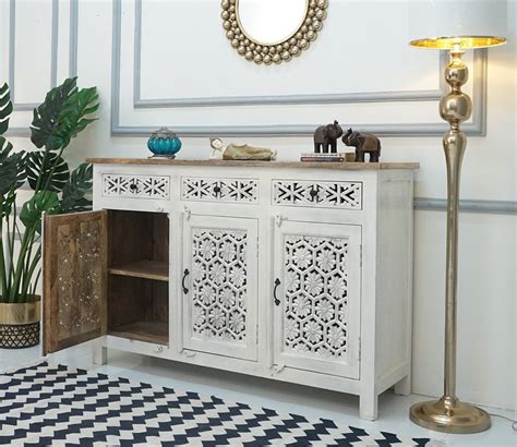 Joyce 3 Door Cabinets and Sideboard (White Finish)