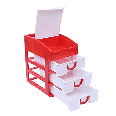 Kuber Industries 4 Layer Storage Drawer, Red, Standard, 5.51 x 7.08 x 7 ...