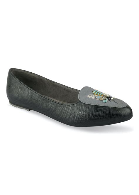 Get Bee Embellished Black Textured Ballerinas at ₹ 899 | LBB Shop