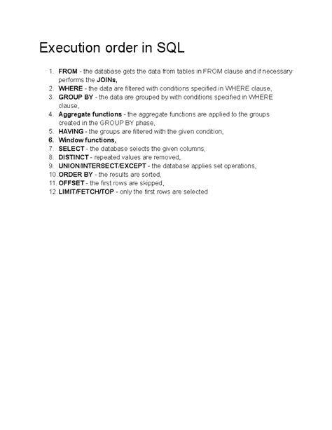 Execution order in SQL - Execution order in SQL FROM - the database ...