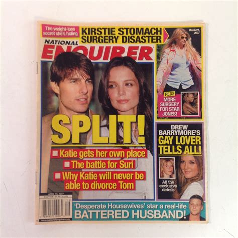 Vintage April 16 2007 NATIONAL ENQUIRER Tom and Katie Drew Barrymore L ...